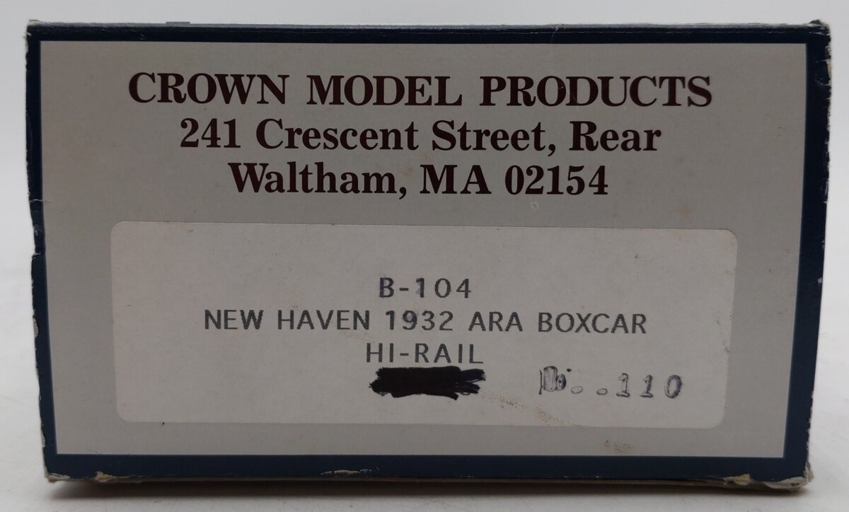 Crown Model Products O Gauge B104 New Haven 19320 ARA Boxcar #3400 EX/Box