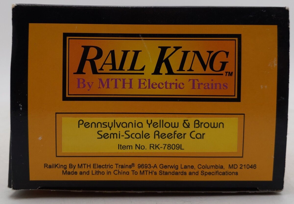 MTH 30-7809 O Pennsylvania Yellow & Brown Semi-Scale Reefer Car #97101 EX/Box