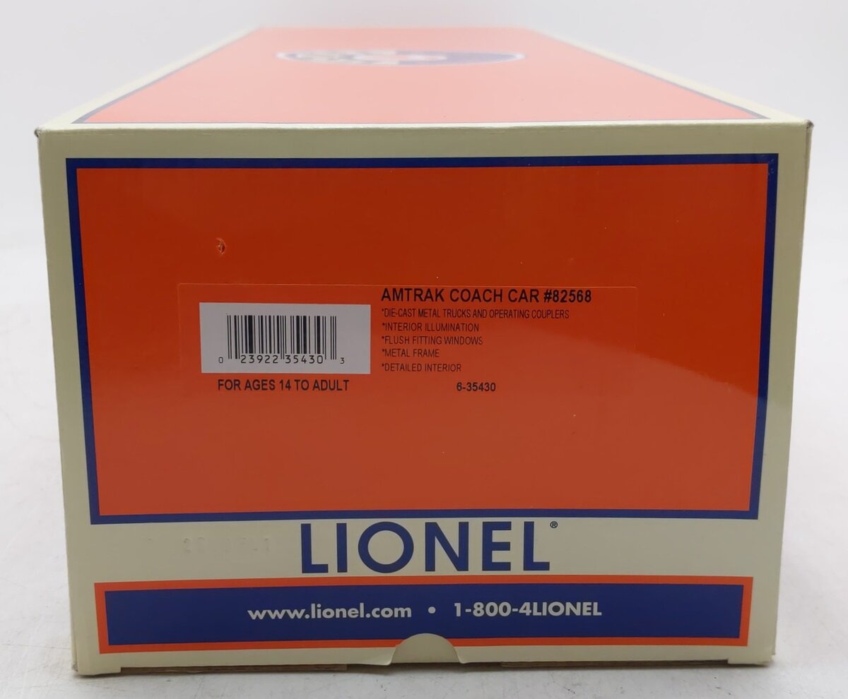 Lionel 6-35430 O Scale AMTRAK Coach Car #82568 EX/Box