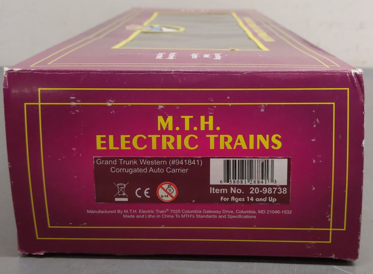 MTH 20-98738 Grand Trunk Western Corrugated Auto Carrier #941841