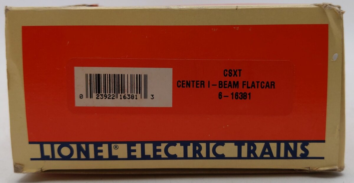 Lionel 6-16381 O Gauge CSXT Center I-Beam Flatcar w/ Wood Load EX/Box