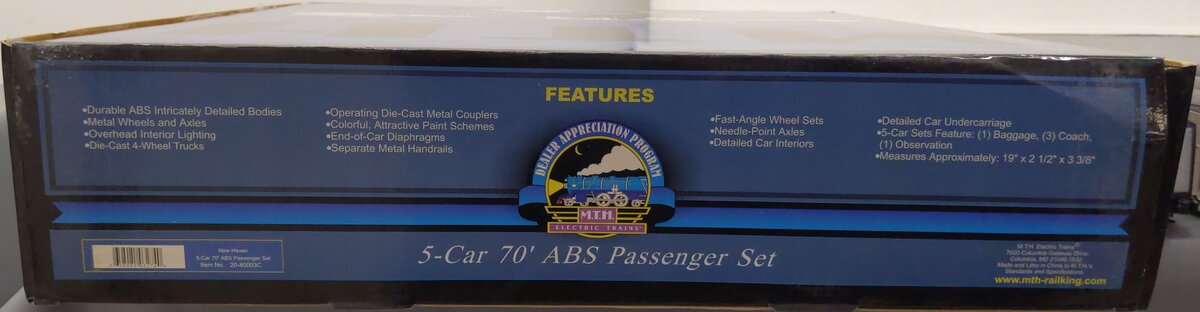 MTH 20-80003C O Gauge New Haven 70' Streamlined Passenger 5-Car Set EX/Box