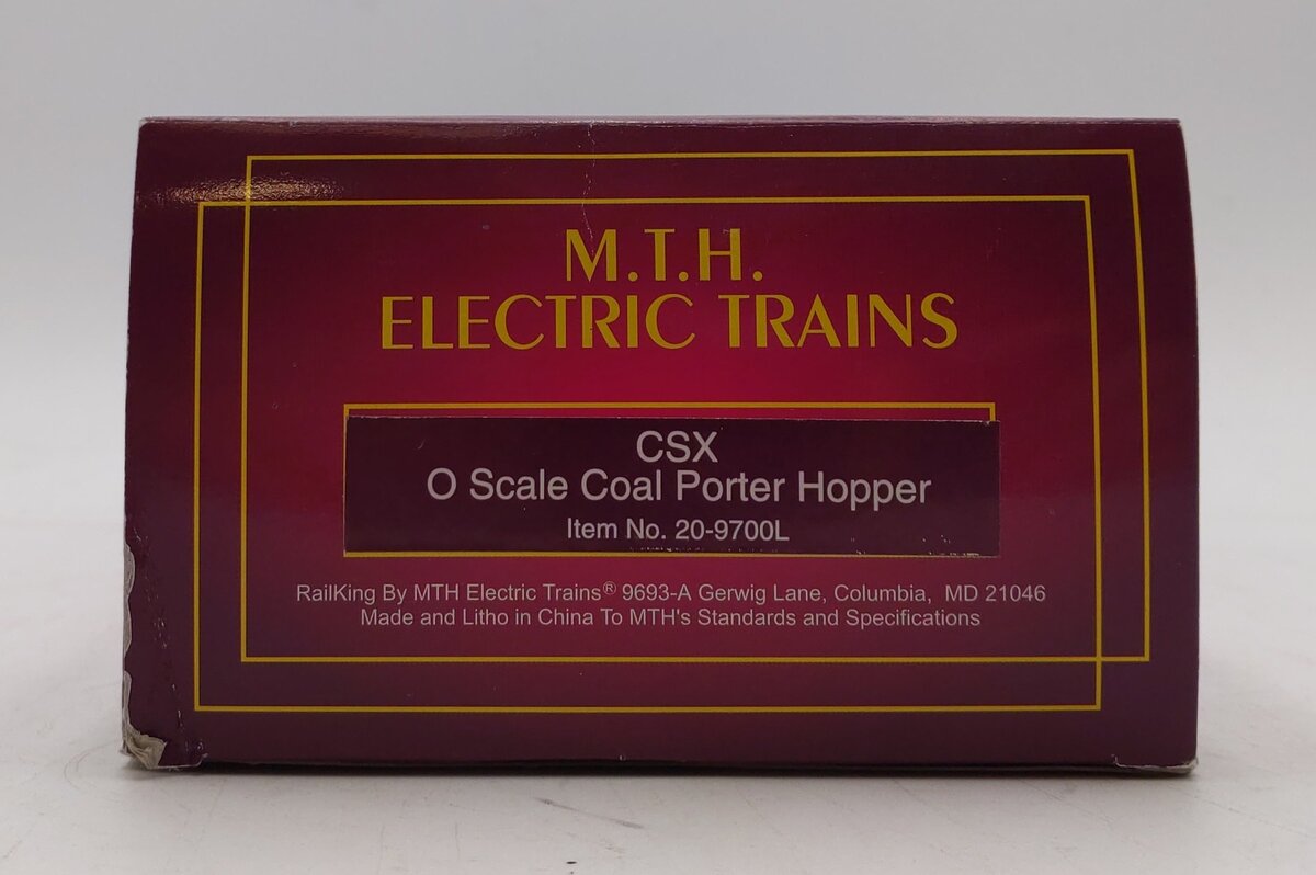 MTH 20-9700L O Gauge CSX Coal Porter Hopper #390596 NIB