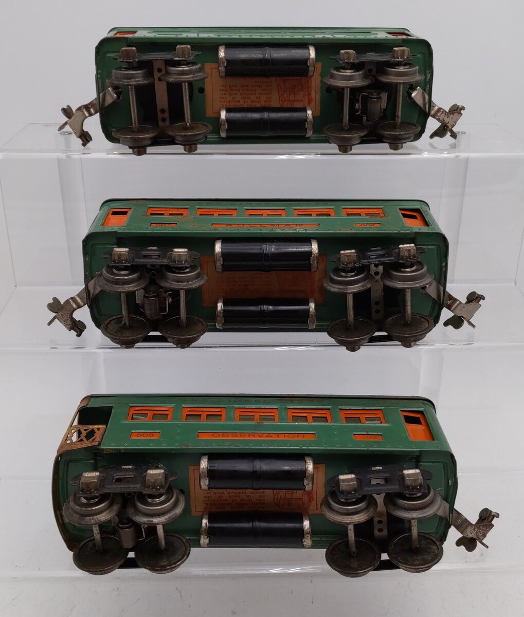 Lionel Vintage O Observation & Pullman Passenger Cars #607 #608 VG