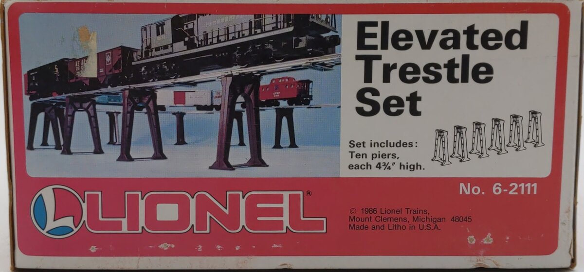 Lionel 6-2111 O Gauge Elevated Trestle Set EX/Box