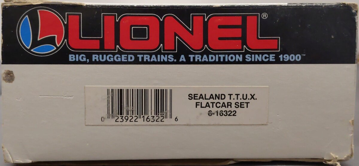 Lionel 6-16322 O Gauge TTUX Flatcar with 2 Sealand Trailers #16321, #16322 LN/Box
