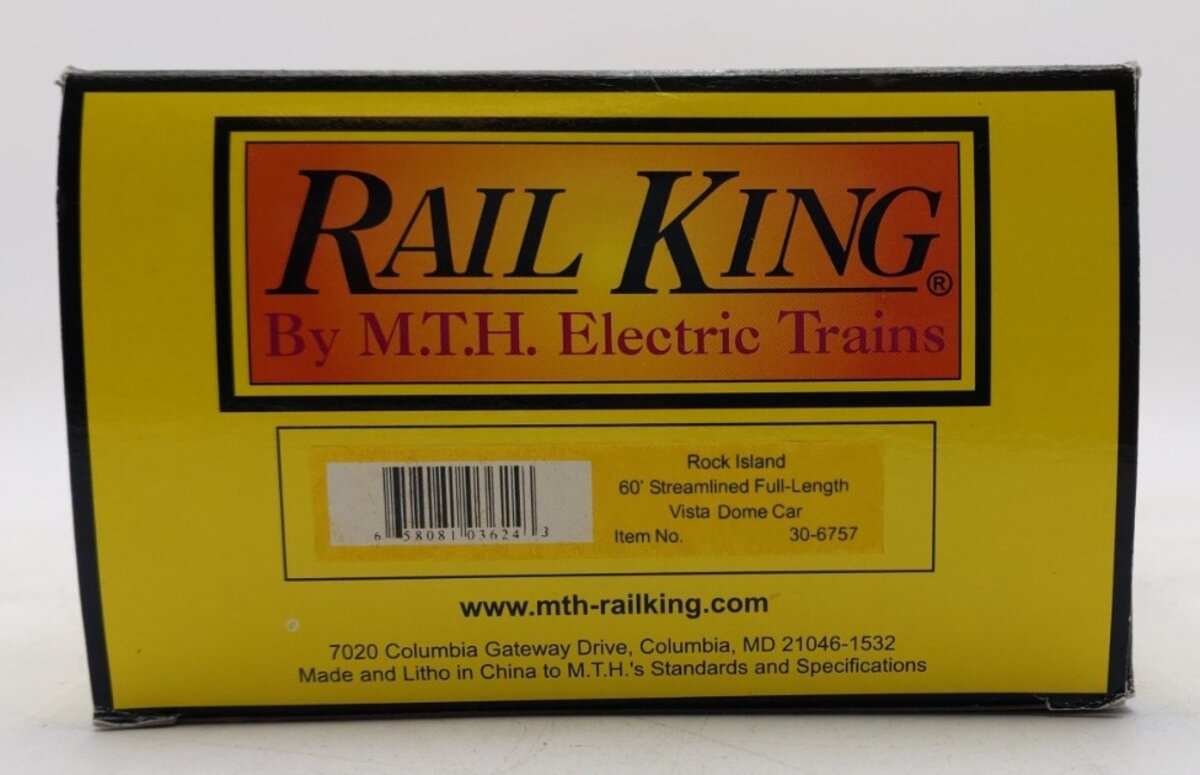MTH 30-6757 RI 60' Full-Length Vista Dome Car EX/Box