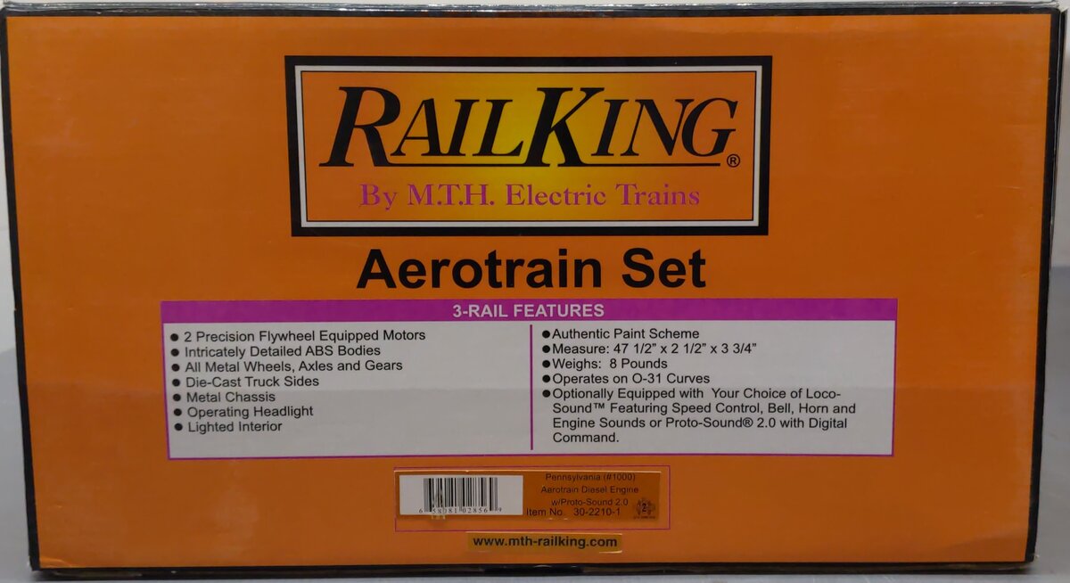 MTH 30-2210-1 Pennsylvania Aerotrain Diesel Passenger Train Set with PS 2.0 EX/Box
