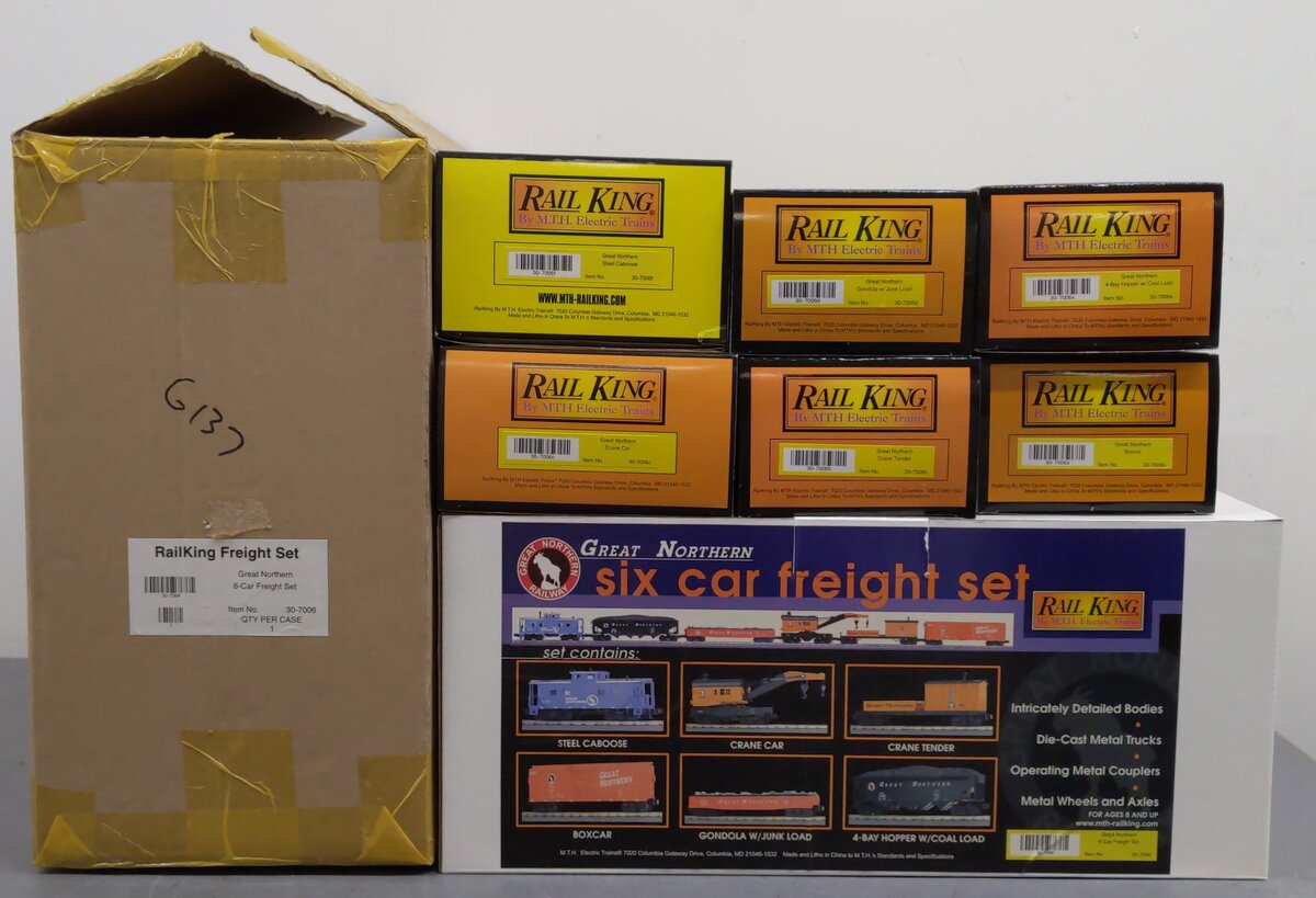 MTH 30-7006 O Great Northern RailKing Freight Car Set (Set of 6) LN/Box
