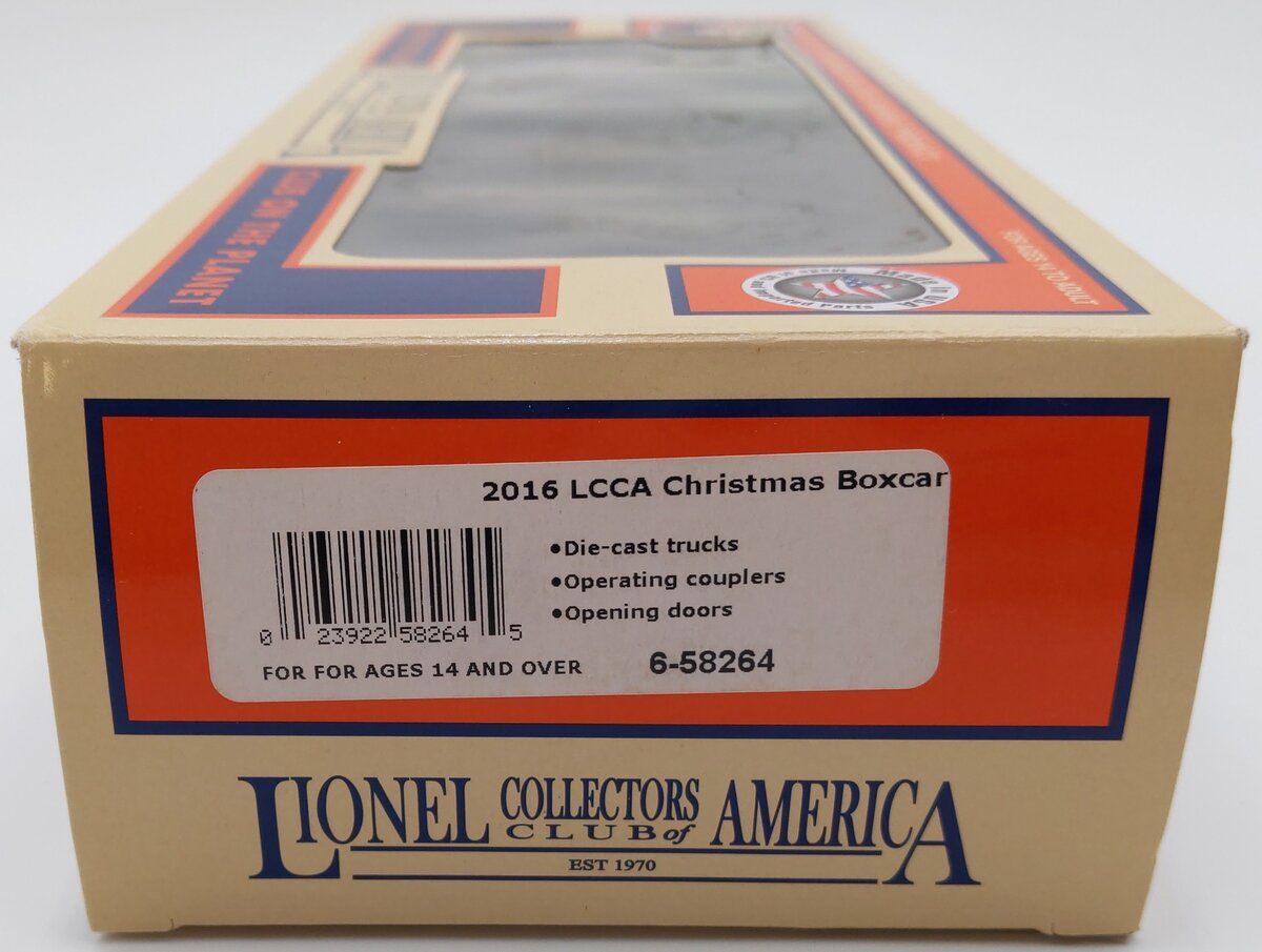Lionel 6-58264 O Gauge 2016 LCCA Christmas Box Car LN/Box