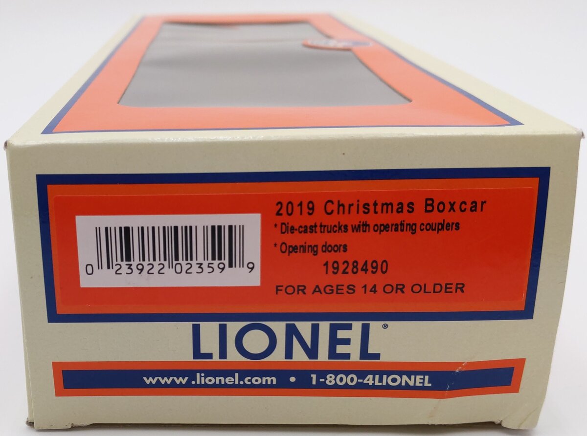 Lionel 1928490 O Gauge 2019 Christmas Boxcar EX/Box