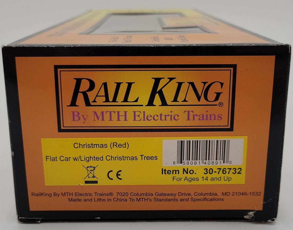 MTH 30-76732 O Christmas Flatcar with Lighted Christmas Trees #120018 LN/Box