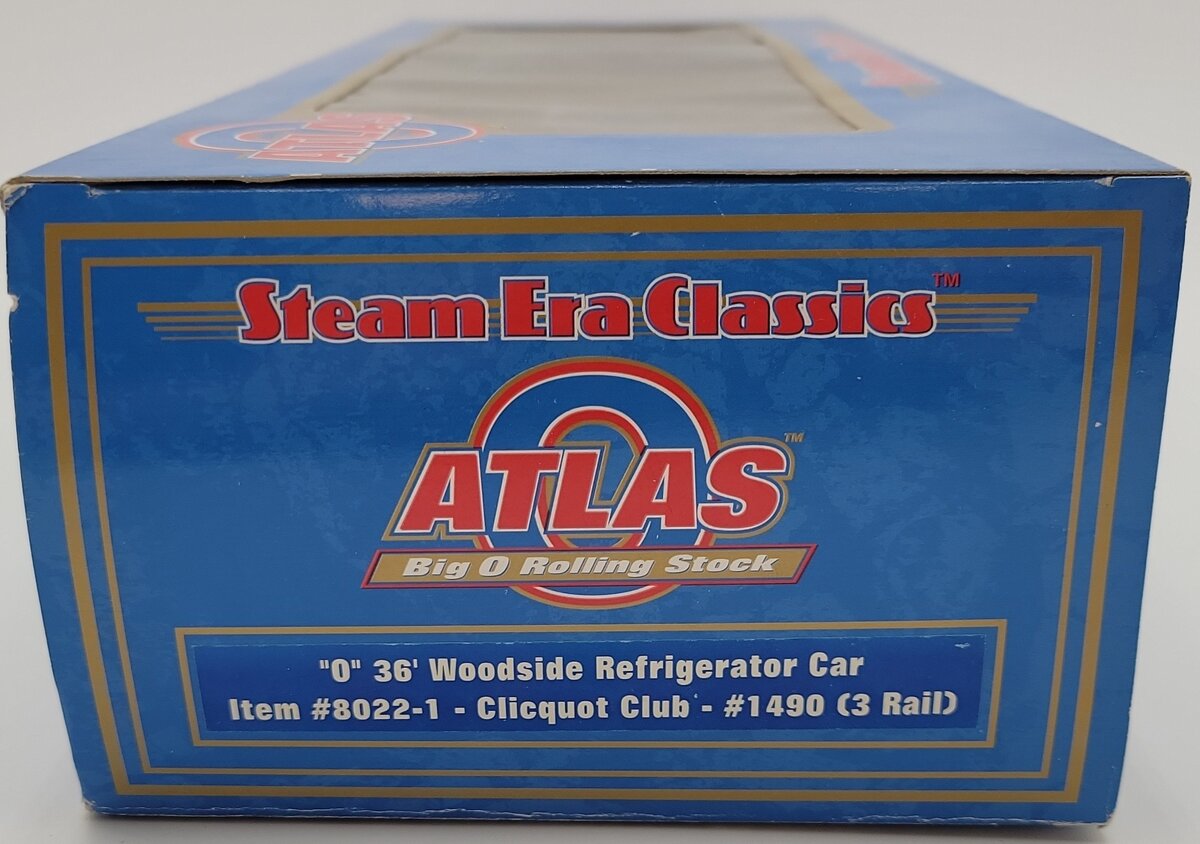 Atlas 8022-1 O Clicquot Club 36' Reefer Car #1490 (3-Rail) LN/Box