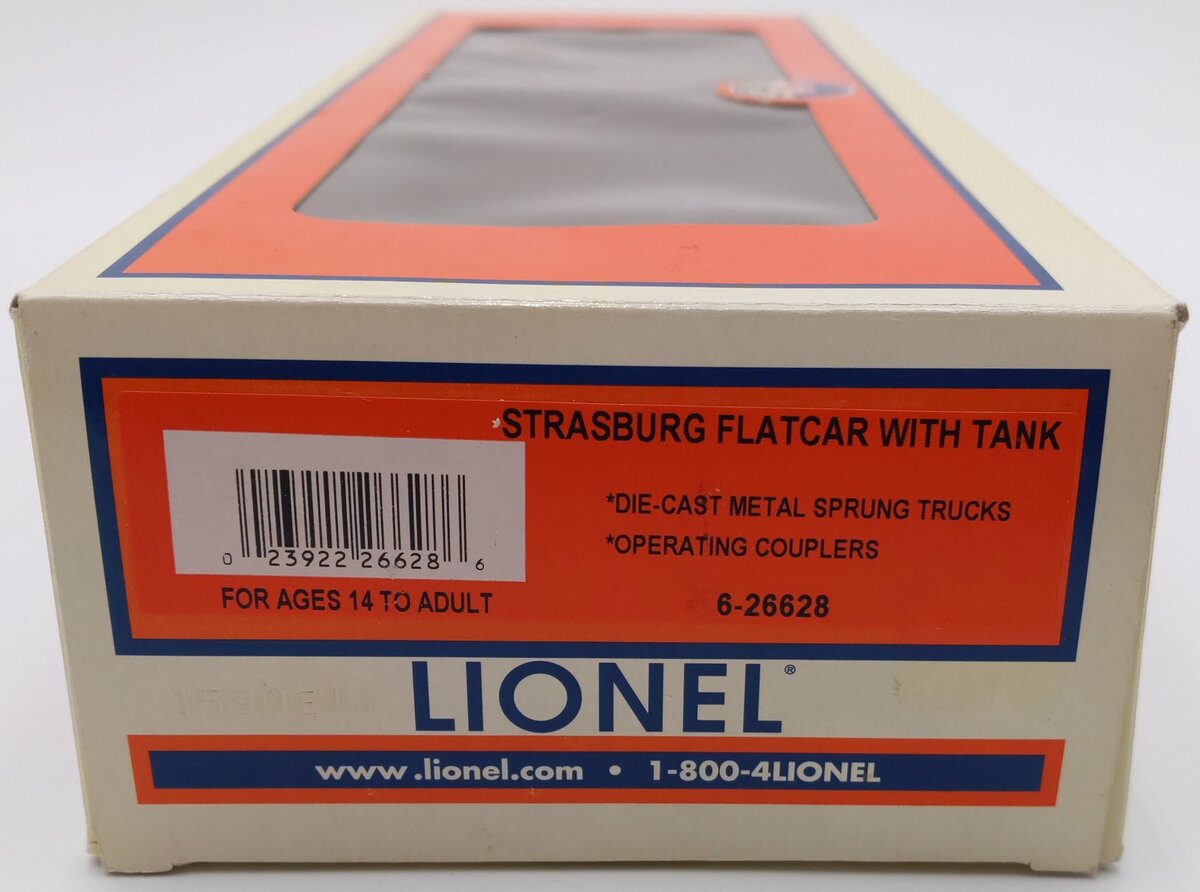 Lionel 6-26628 Strasburg Flatcar With Tank EX/Box