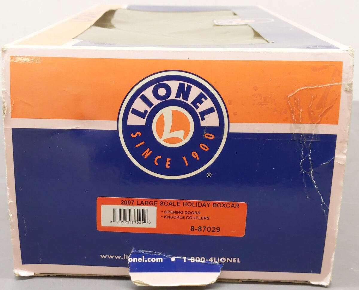 Lionel 8-87029 G Scale 2007 Christmas Boxcar LN/Box