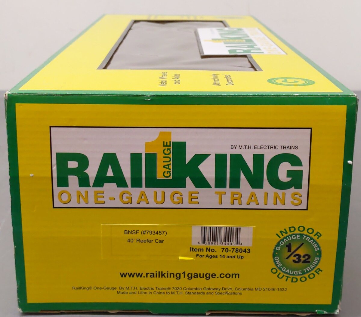 MTH 70-78043 G Scale BNSF Rail King 40' Metal Wheels Reefer #793457 LN/Box