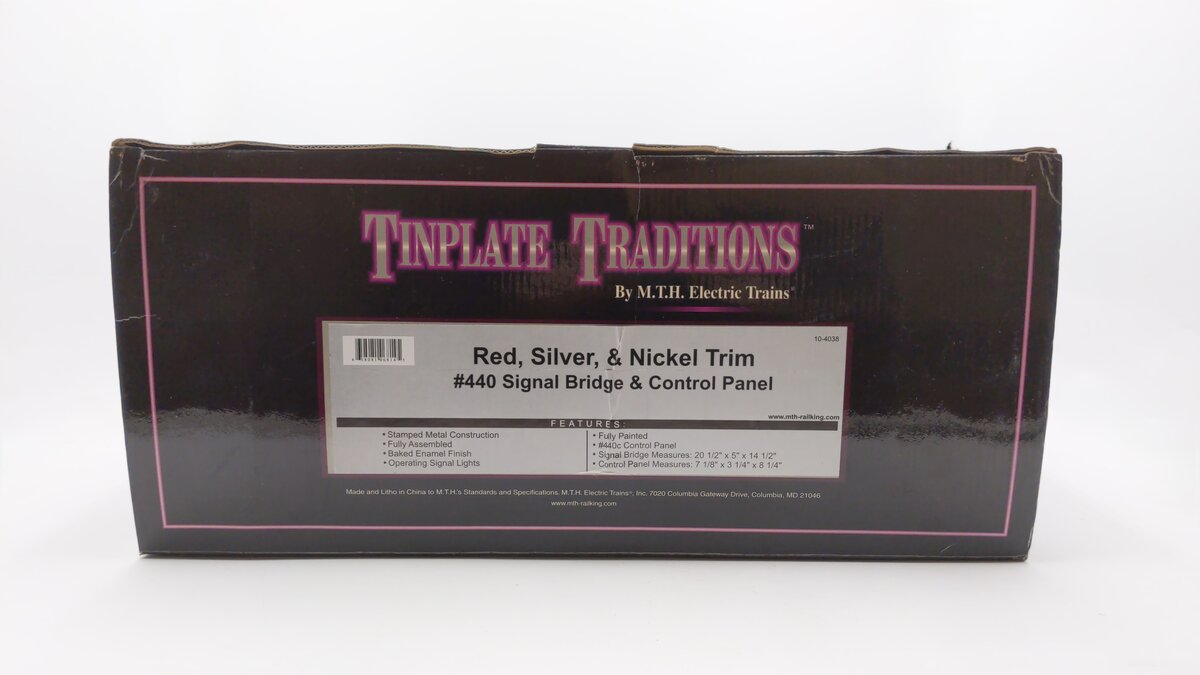 MTH 10-4038 Red, Silver, & Nickel Trim Signal Bridge & Control Panel LN/Box