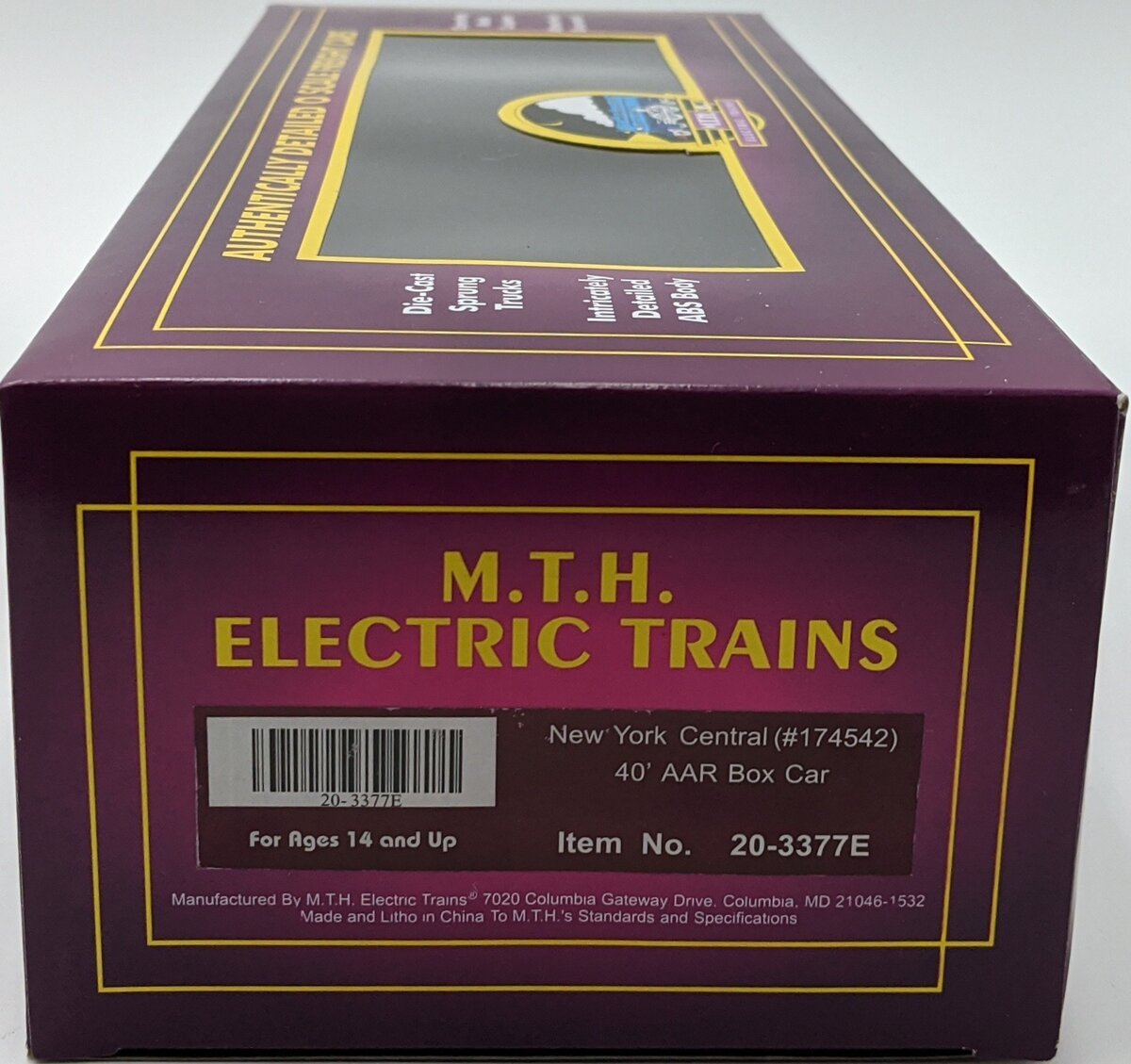 MTH 20-3377E O New York Central 40' AAR Boxcar #174542 NIB
