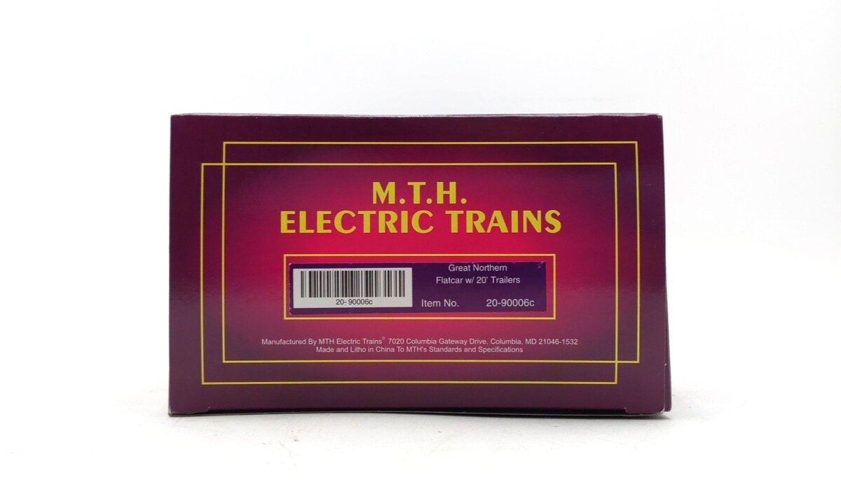 MTH 20-90006C Great Northern Flatcar with two 20' Trailers LN/Box