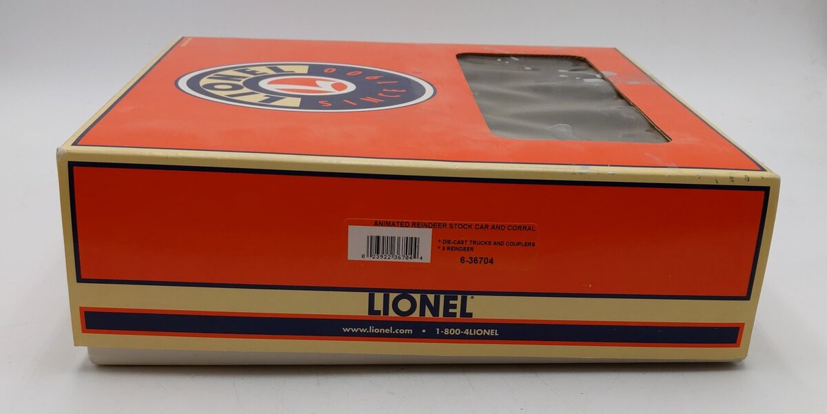Lionel 6-36704 Animated Reindeer Stockcar & Corral EX/Box