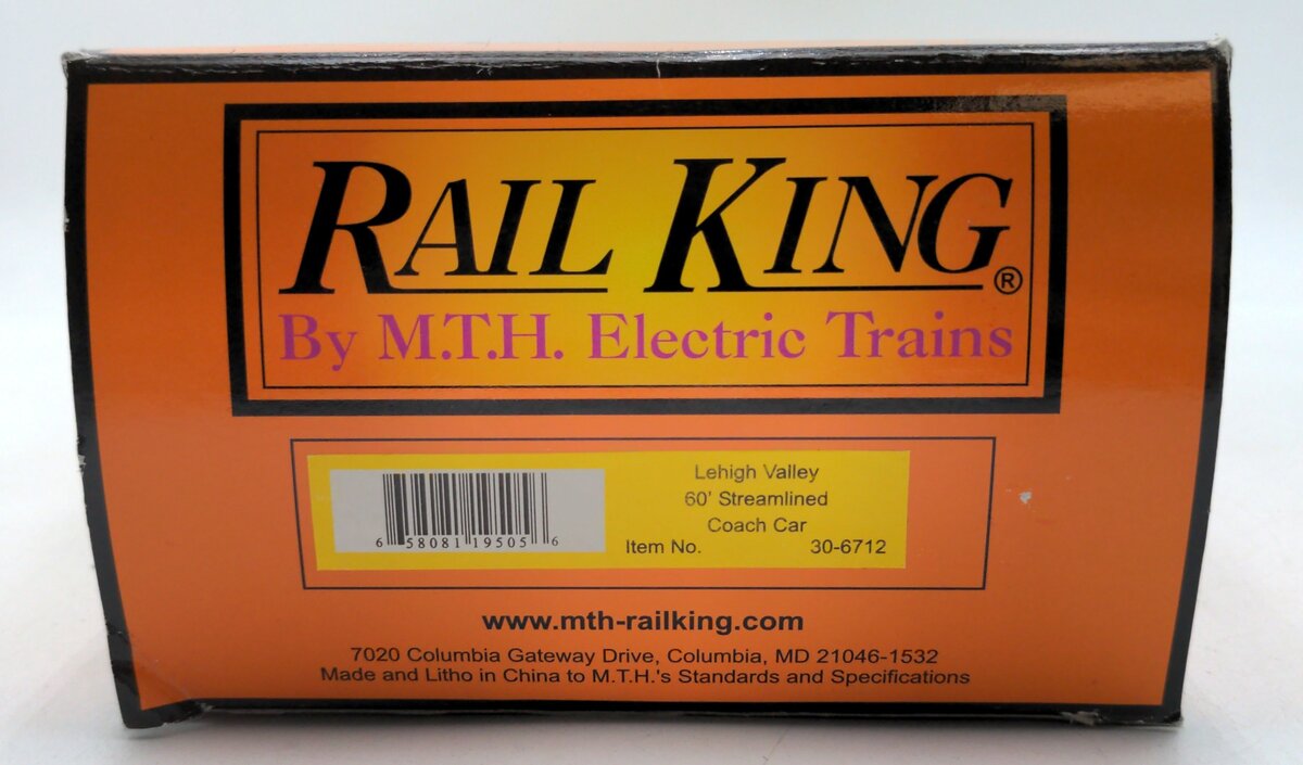 MTH 30-6712 O Gauge Lehigh Valley 60' Streamlined ABS Coach Car #1513 NIB
