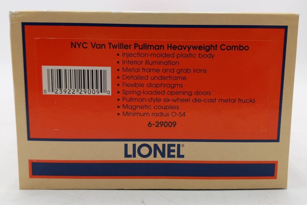 Lionel 6-29009 O New York Central "Van Twiller" Heavyweight Combine LN/Box