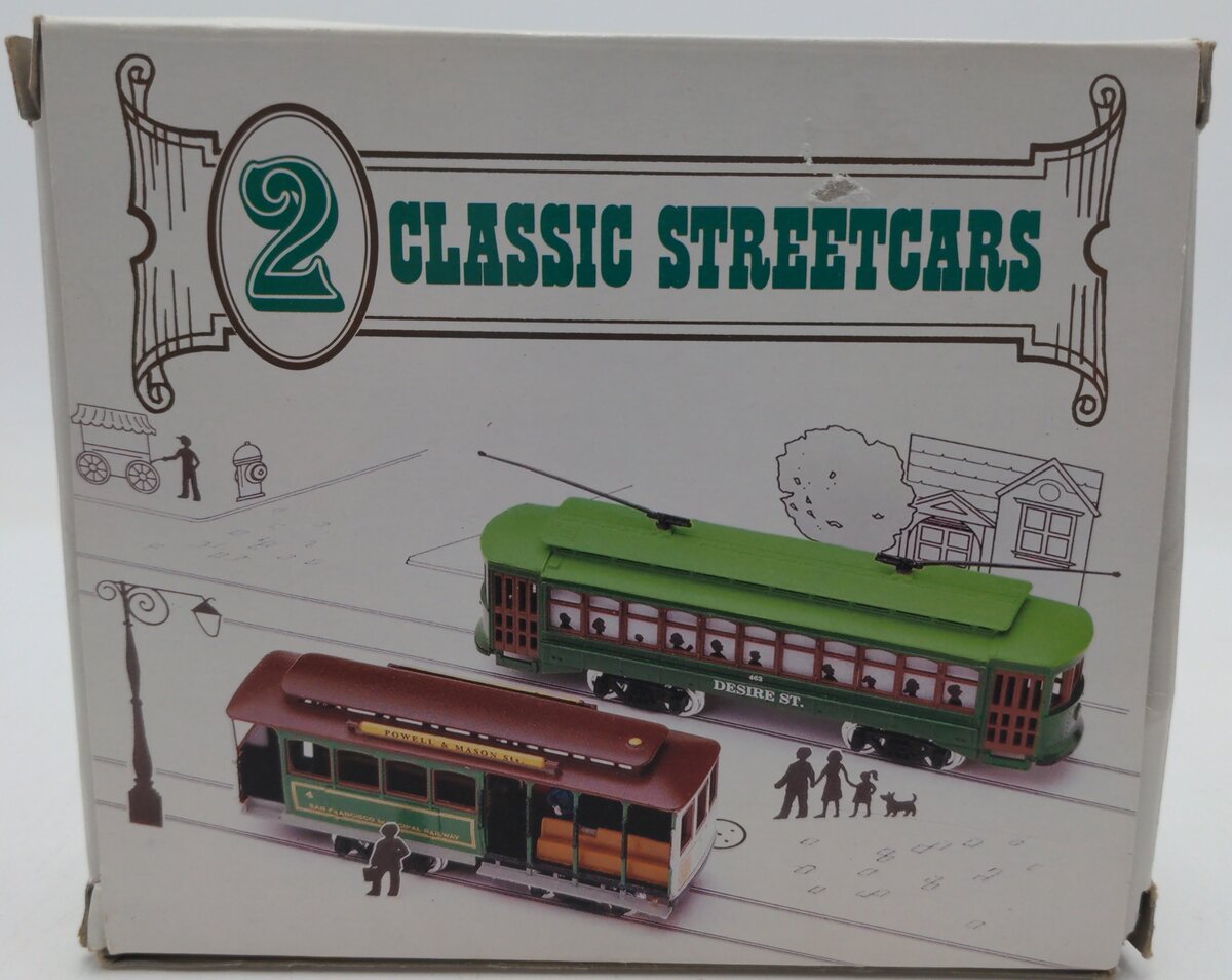 HO Scale 2 Classic Streetcars Trolly Car Set EX/Box