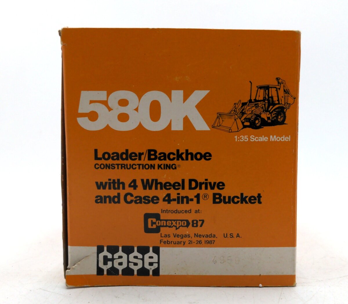 Conrad 2934 1:35 Case Loader/Backhoe With 4 Wheel Drive And Case 4-In-1 Bucket LN/Box