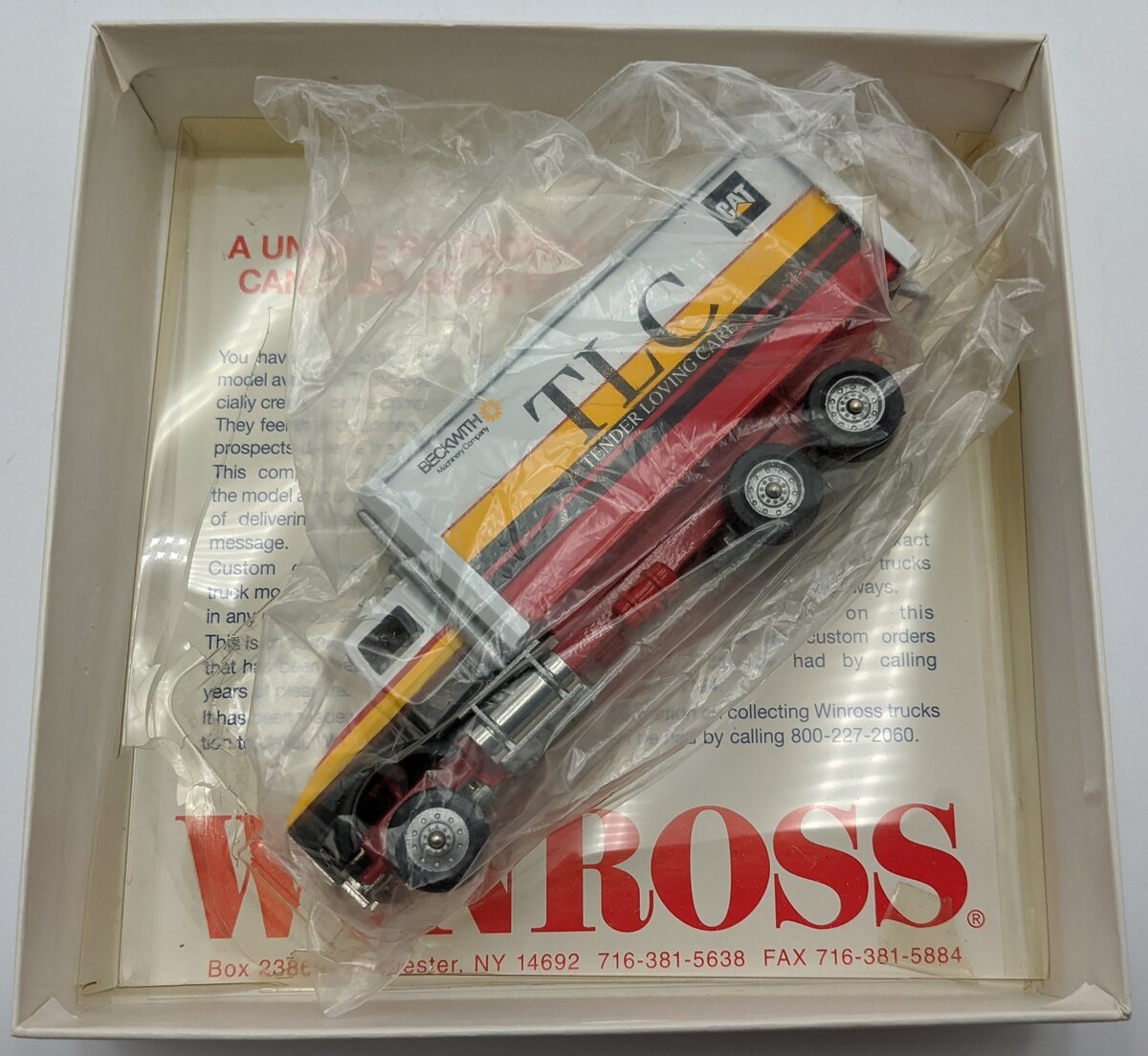 Winross 1:64 CAT Box Delivery Truck TLC Tender Loving Care Beckwith Machinery NIB