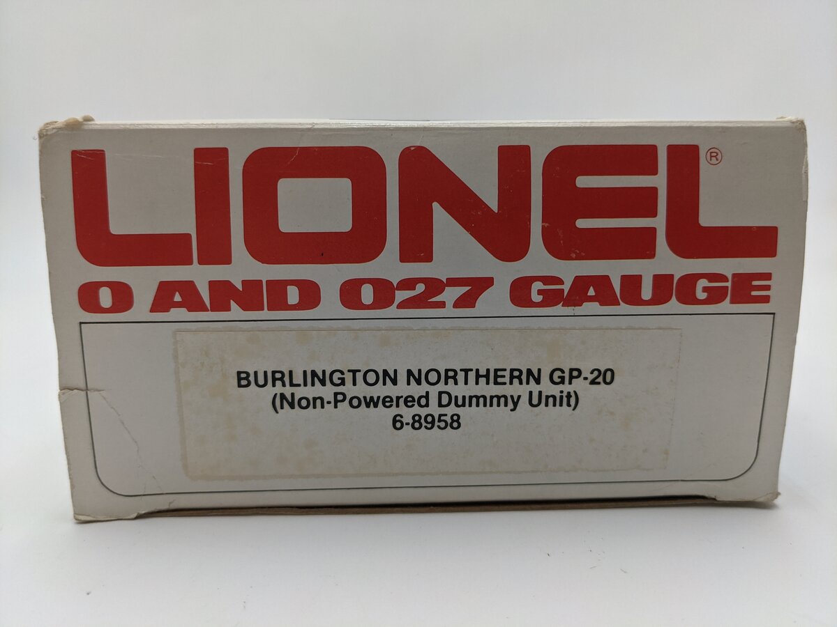 Lionel 6-8958 O Burlington Northern GP20 Dummy Diesel Locomotive #8958 EX/Box