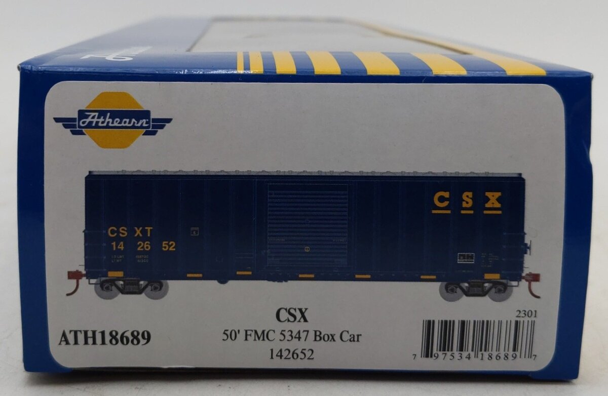 Athearn 18689 HO CSXT 50' FMC 5347 Boxcar #142652 EX/Box