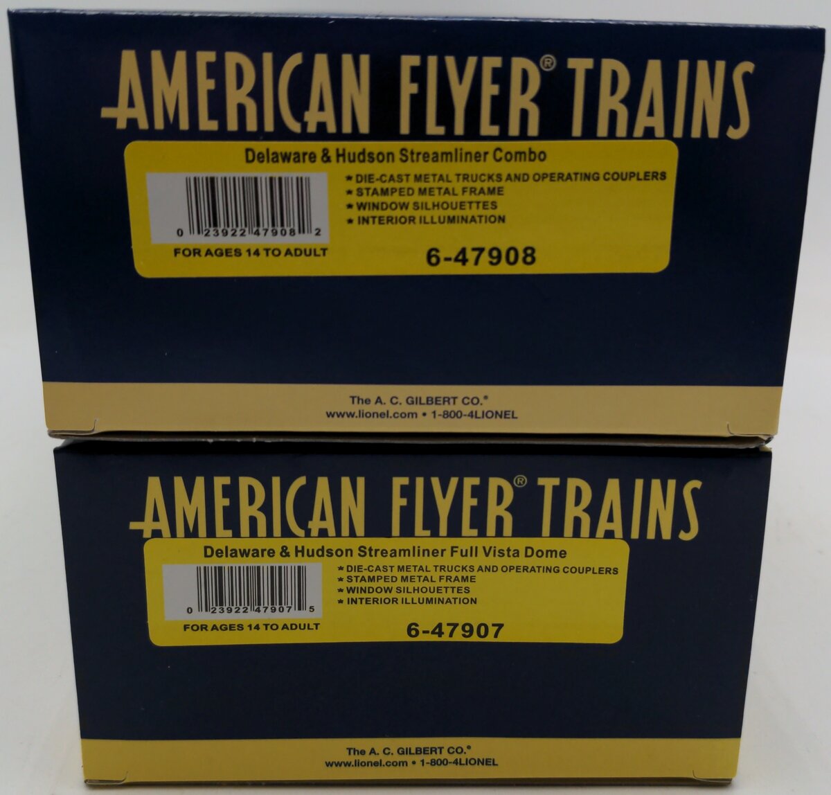 American Flyer 6-47906 S D&H Streamliner Combo & Full Vista Dome (Set of 2) EX/Box