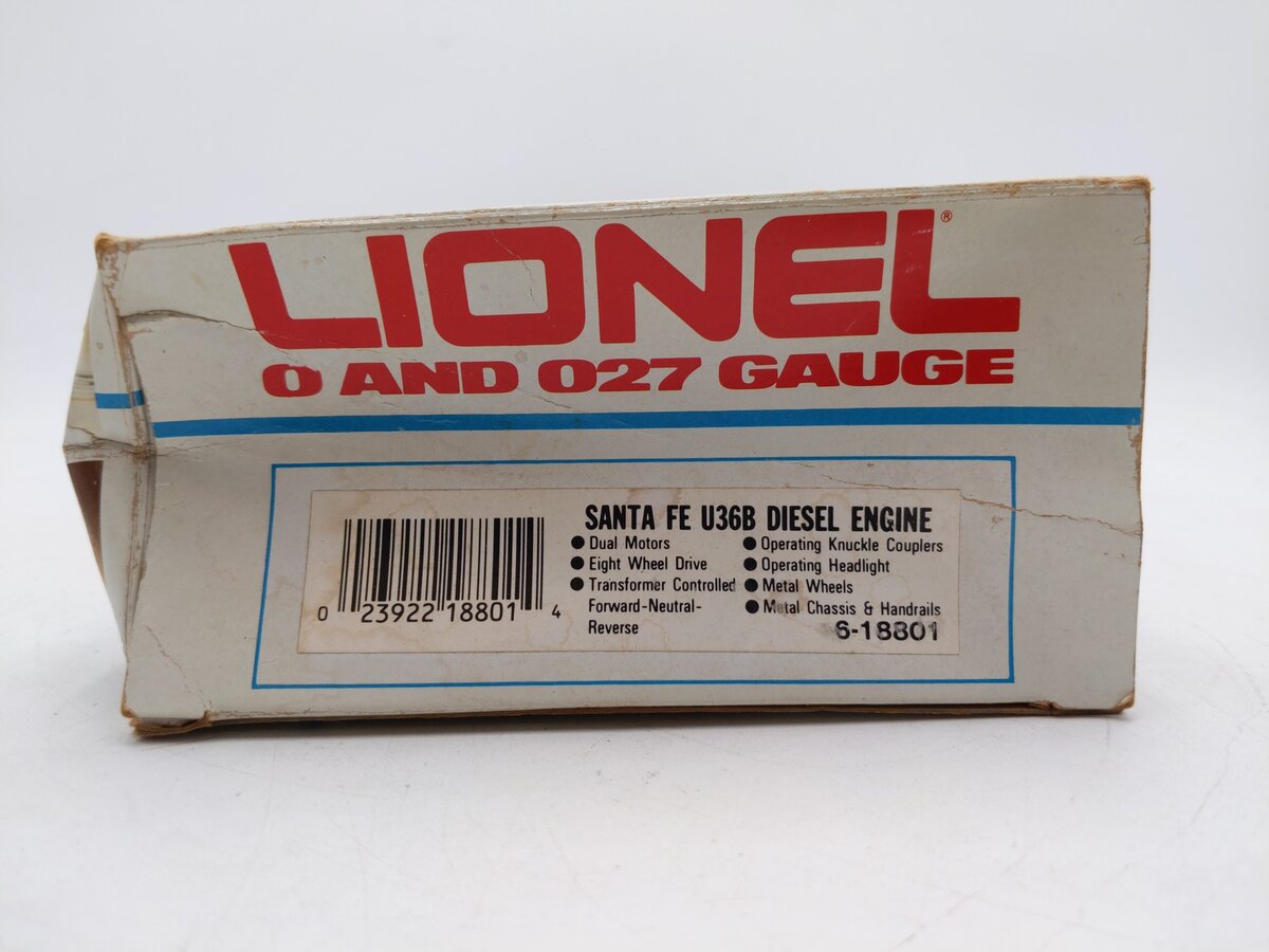 Lionel 6-18801 O Santa Fe U36B Powered Diesel Locomotive #8801 VG/Box
