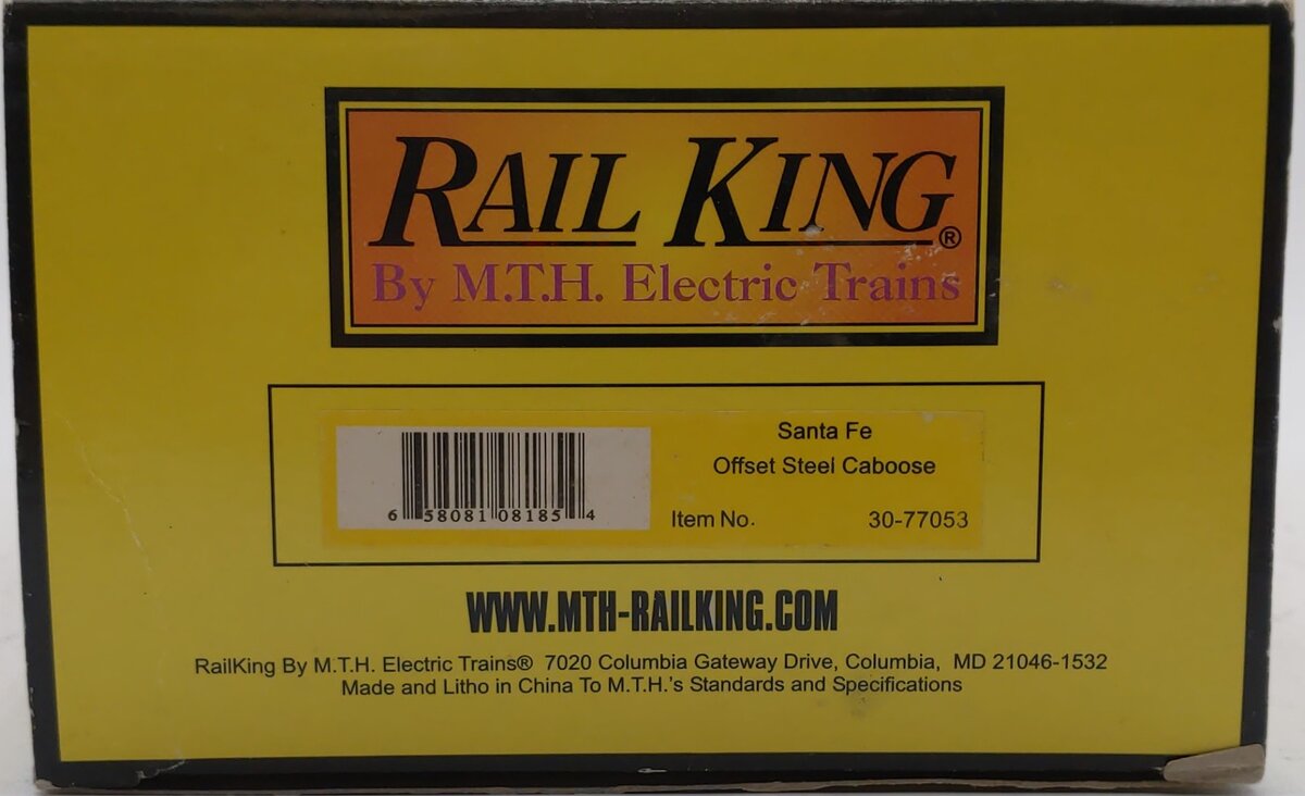 MTH 30-77053 O Santa Fe Offset Steel Caboose Car #999528 LN/Box