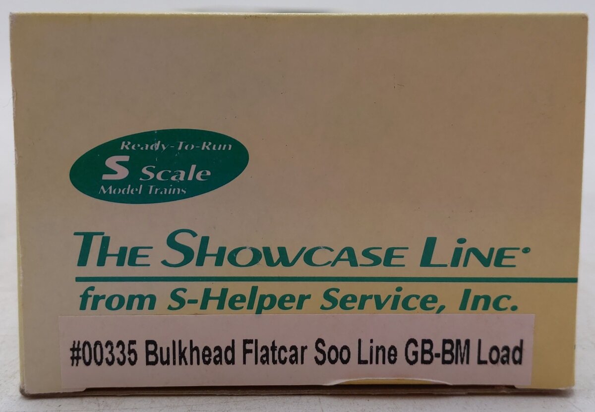 S-Helper 00335 S Gauge SOO Line Bulkhead Flatcar w/ Gold Bond Load #5572 EX/Box