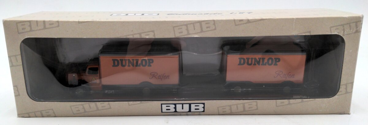 BUB 1:87 Scale 07202 Mercedes-Benz L6600 Dunlop-Reifen Truck w/Trailer NIB