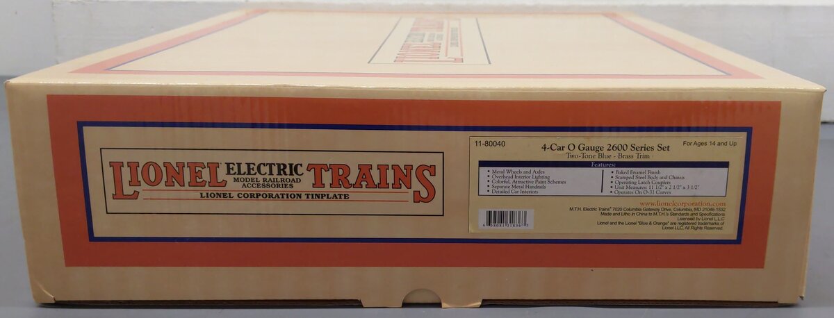 MTH 11-80040 Lionel Lines Tinplate 4-Car 2600 Series Set EX/Box