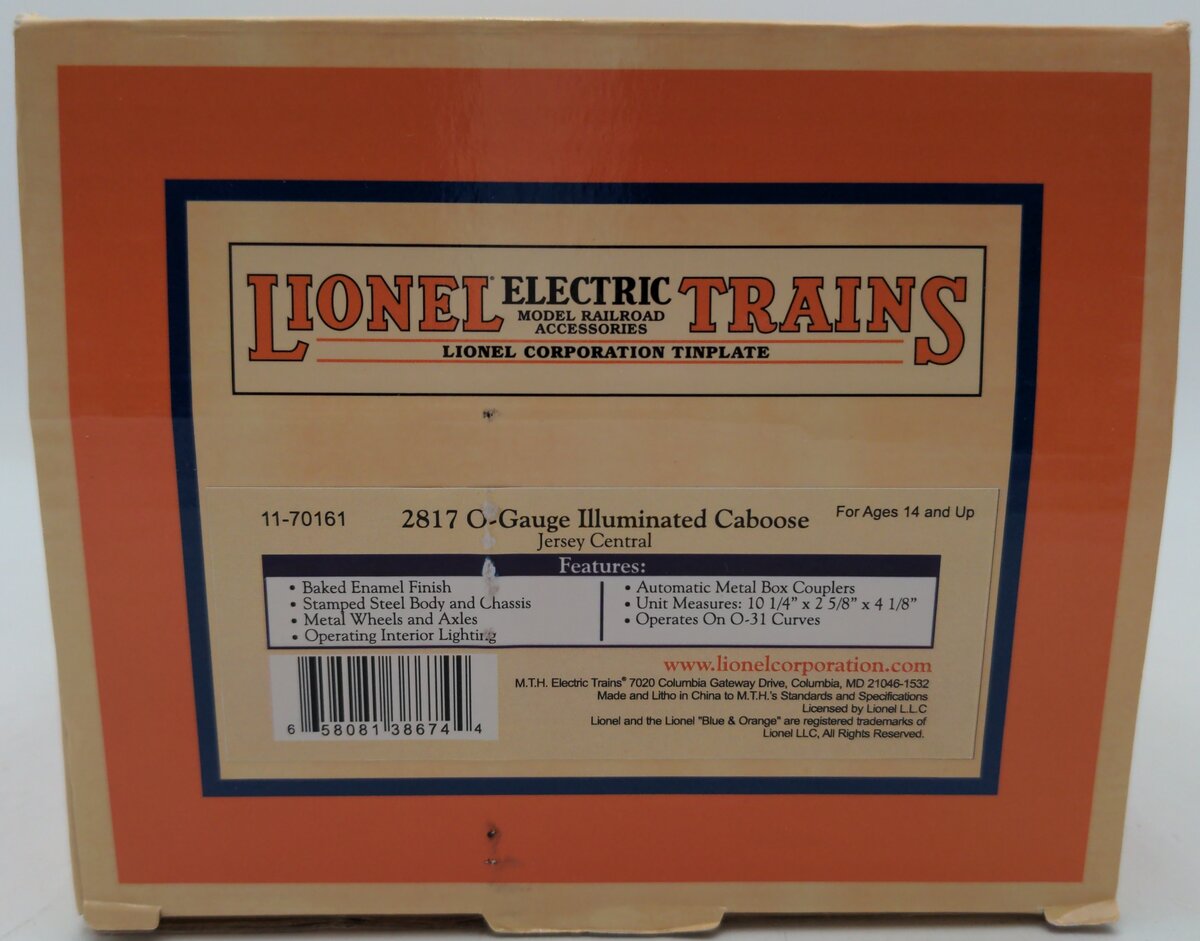 MTH 11-70161 O Gauge Jersey Central 2817 Illuminated Caboose #42985 EX/Box