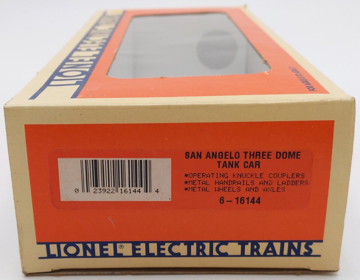 Lionel 6-16144 O Gauge San Angelo 3-Dome Tank Car #16144 LN/Box