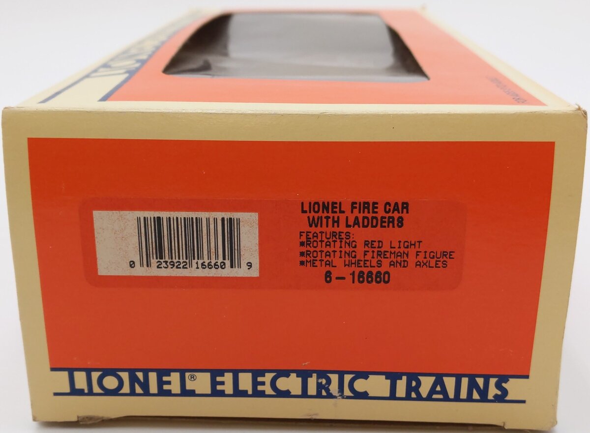 Lionel 6-16660 O Gauge Lionel Operating Fire Car With Ladders (Yellow) EX/Box
