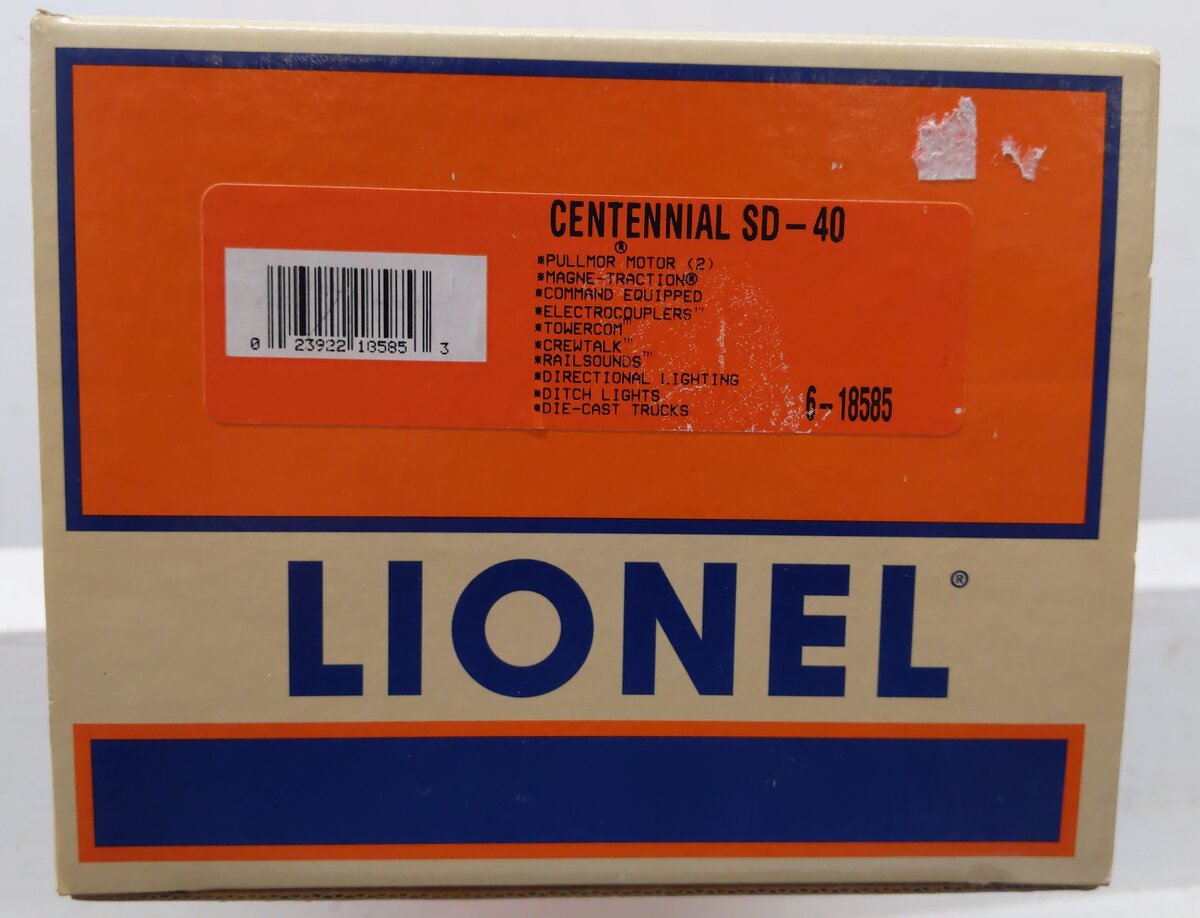 Lionel 6-18585 O Centennial SD-40 Diesel Locomotive #1999 EX/Box