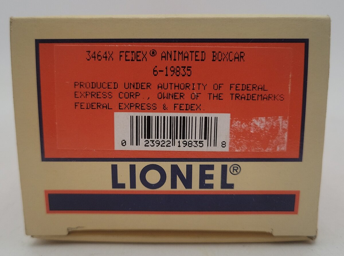 Lionel 6-19835 O Gauge FedEx Operating Boxcar #3464 LN/Box