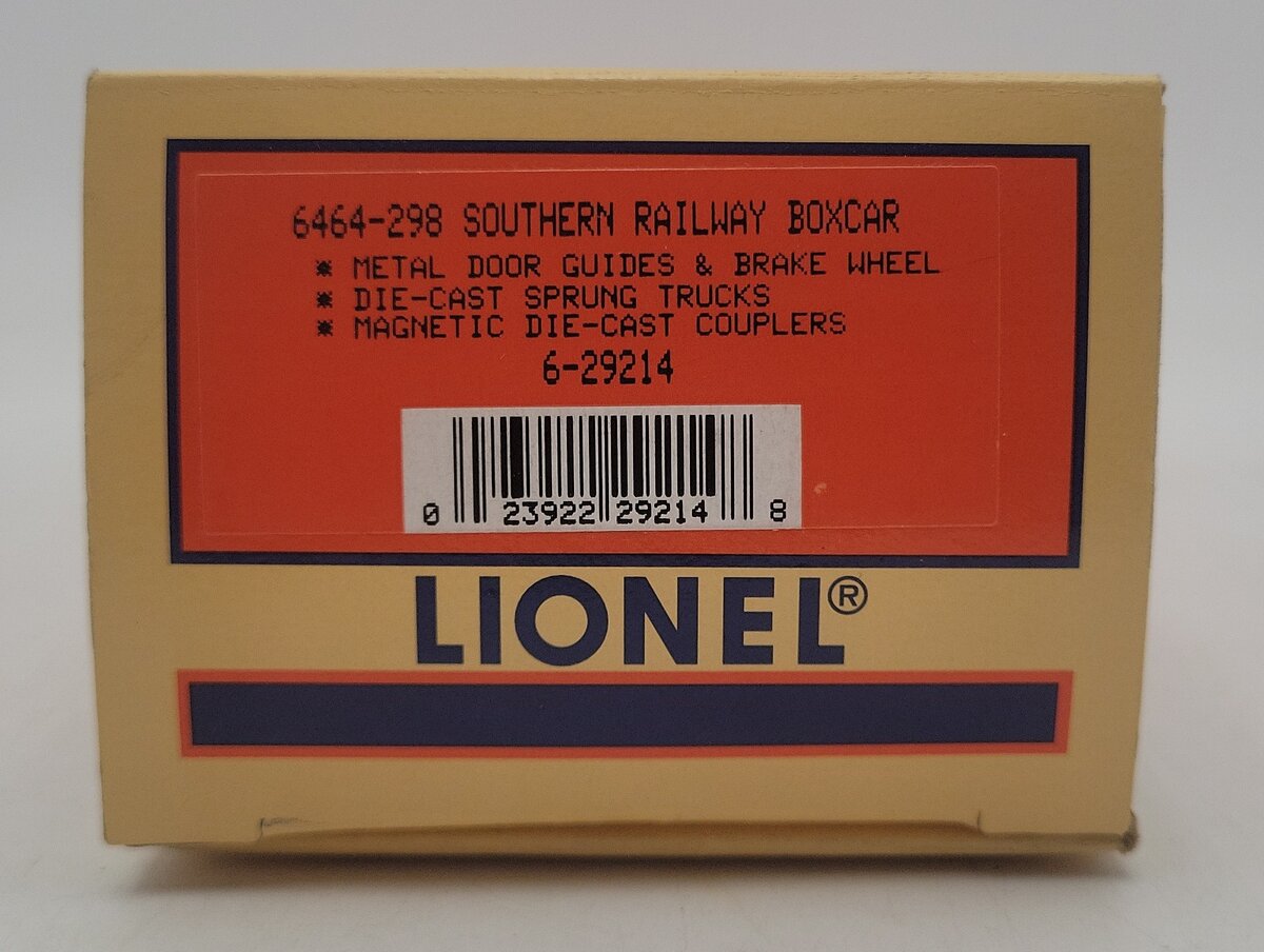 Lionel 6-29214 O Gauge Southern Railway Boxcar #6464-298 EX/Box