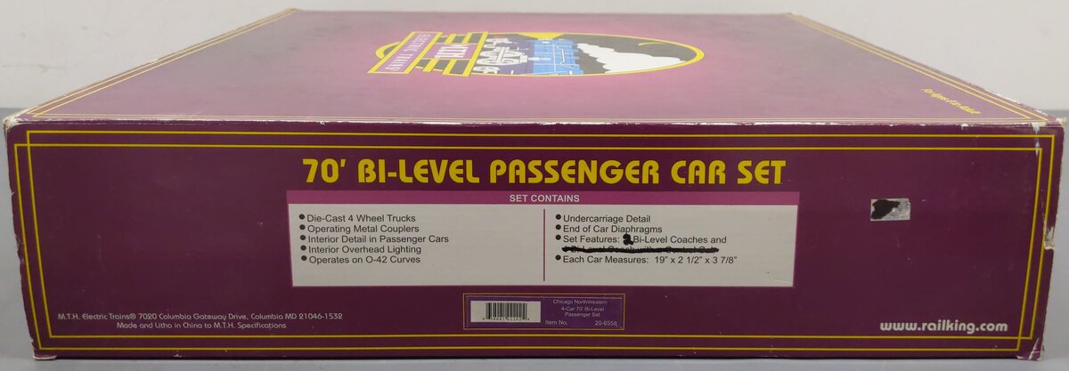 MTH 20-6558 O Chicago & North Western Bi-Level Passenger Car Set EX/Box