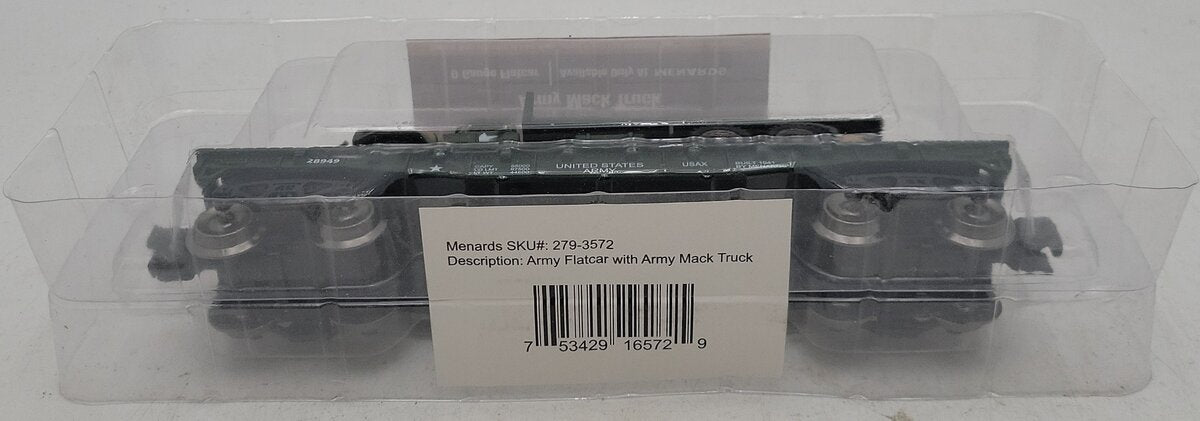 Menards 279-3572 O Gauge U.S. Army Flat Car w/ US Army Truck NIB
