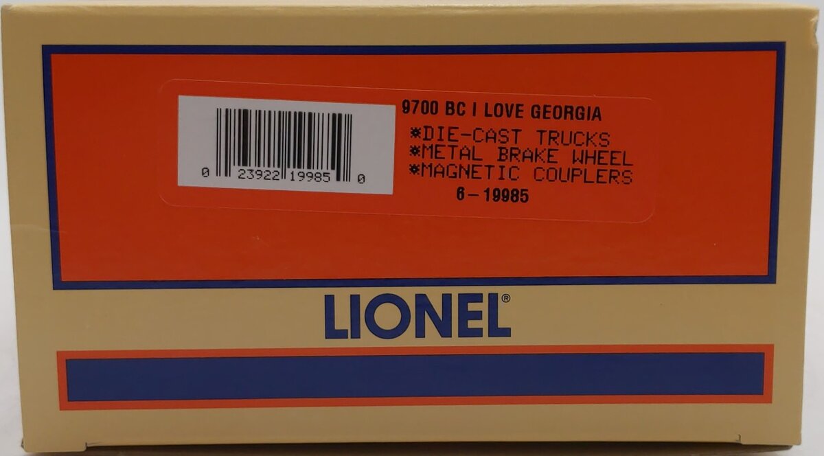 Lionel 6-19985 O Gauge I Love Georgia Boxcar #9700 LN/Box
