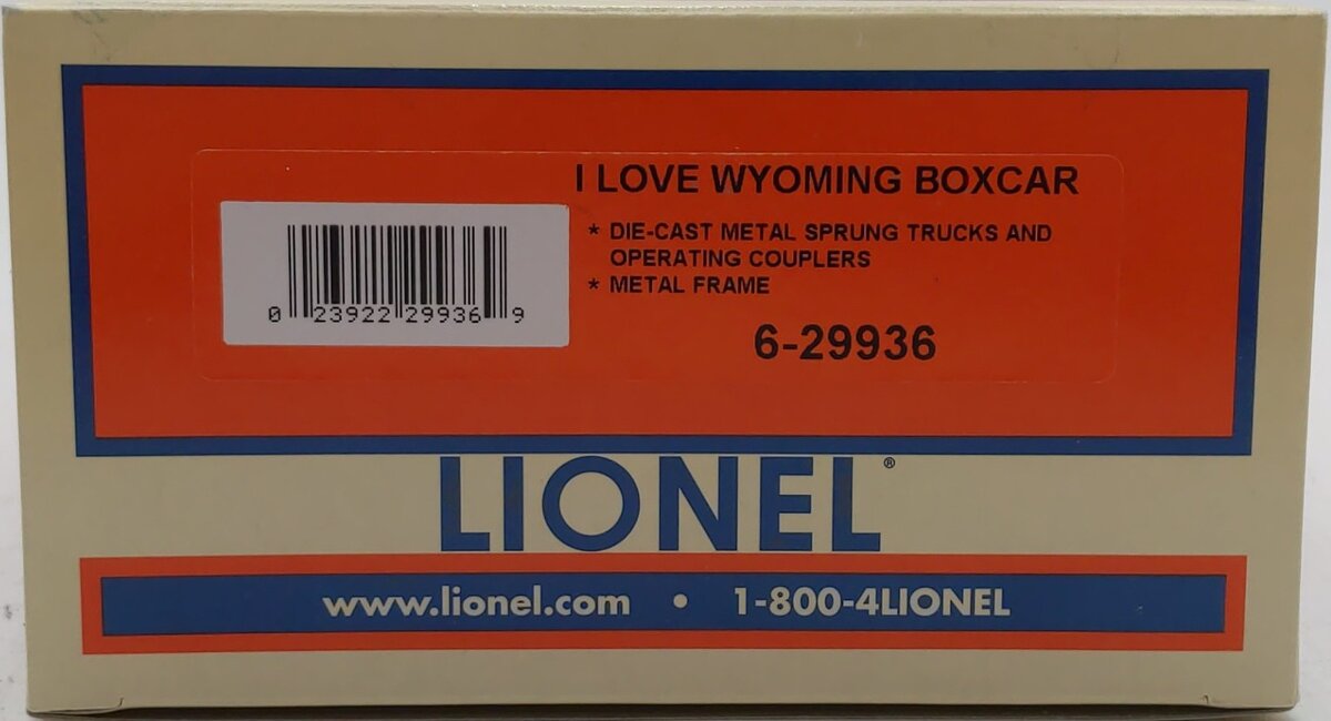 Lionel 6-29936 O Gauge I Love Wyoming Boxcar NIB