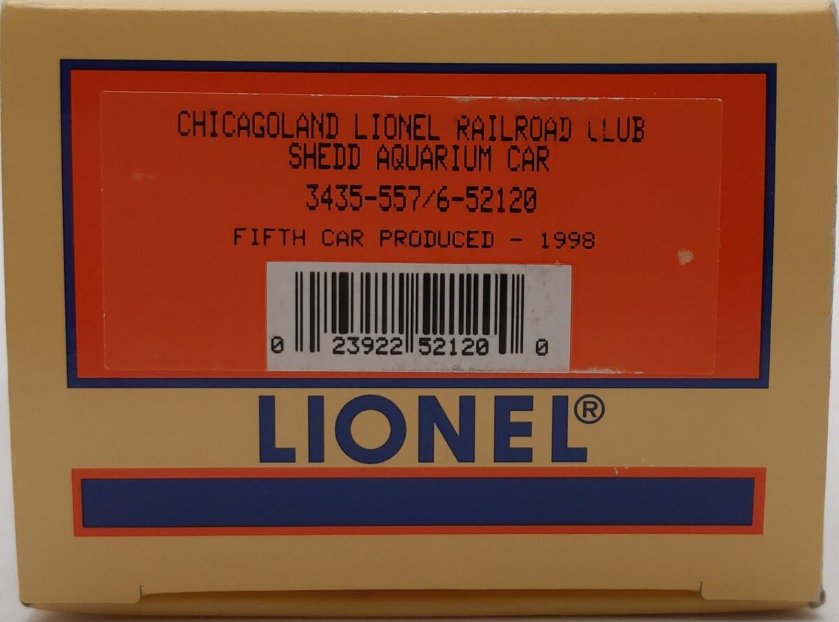 Lionel 6-52120 O ChicagoLand Railroad Club Shedd Operating Aquarium Car EX/Box
