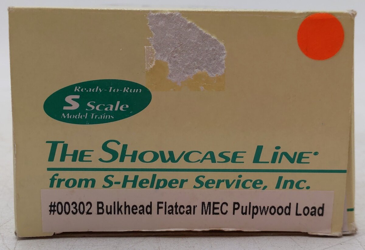 S-Helper 00302 S Gauge Maine Central Bulkhead Flatcar #7712 w/Pulpwood Load EX/Box