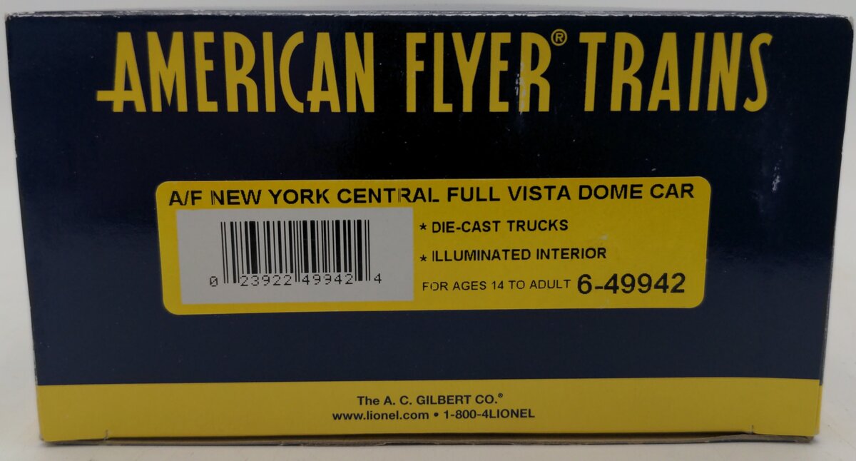 American Flyer 6-49942 S Scale New York Central Full Vista Dome EX/Box